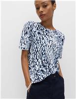 M&S Cotton Modal Blend Printed T-Shirt Blue Mix
