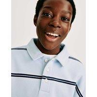 M&S Cotton Rich Striped Rugby Sweatshirt (6-16 Yrs) Blue Mix