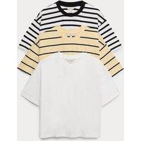 M&S 3 Pack Pure Cotton Boxy T-Shirts White Mix