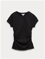Pure Cotton Slim Fit Ruched T-Shirt