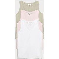 M&S 3 Pack Pure Cotton Vest Tops White Mix