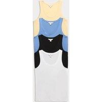 M&S 4 Pack Cotton Rich Vest Tops Multi