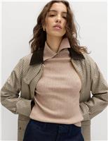 Ribbed Collared Slim Fit Knitted Top