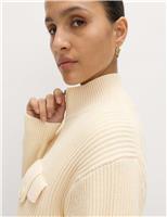 Cotton-Rich Ribbed Relaxed Cardigan