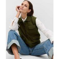 M&S Cotton Rich Pocket Knitted Waistcoat Dark Khaki
