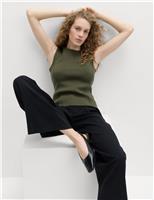 Textured Waisted Slim Fit Knitted Vest