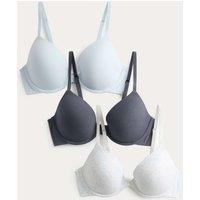 M&S 3pk Wired Plunge T-Shirt Bras A-E Grey Mix