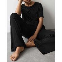 Autograph Jersey Wide Leg Pyjama Bottoms Black