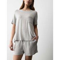 Autograph Button Fly Detail Pyjama Shorts Grey