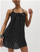 Printed Tie Front Strappy Mini Slip Dress