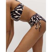 M&S Tummy Control Printed Bikini Bottoms Brown Mix