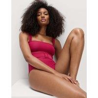 M&S Tummy Control Honey Comb Textured Belted Swimsuit Raspberry