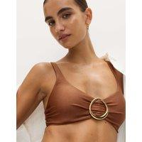 M&S Trim Detail Plunge Bikini Top Chestnut