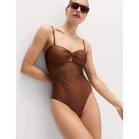M&S Bandeau Trim Detail Swimsuit Chestnut