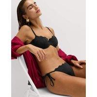 M&S Sculpt Scallop Tie Side Bikini Bottoms Black