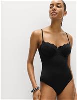 M&S Sculpt Wired Scallop Swimsuit Black