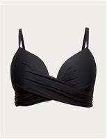M&S Underwired Plunge Bikini Top (D-G) Black