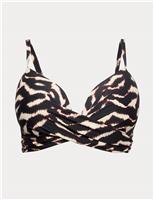 Printed Underwired Plunge Bikini Top (D-G)