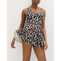 M&S Printed Swim Dress Brown Mix