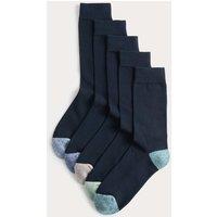 M&S 5 Pack Cool & Fresh Cotton Rich Cushioned Socks Navy Mix