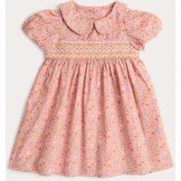 M&S Pure Cotton Floral Smock Dress (0-3 Yrs) Coral