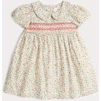 M&S Pure Cotton Floral Smock Dress (0-3 Yrs) Cream
