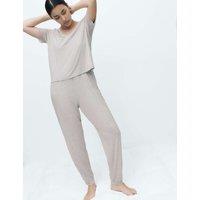 M&S Lace Trim Cuffed Hem Pyjama Set Grey