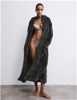 Rosie Fleece Hooded Dressing Gown Ivory