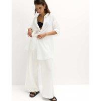 M&S Cotton Rich Textured Shirt with Linen Soft White