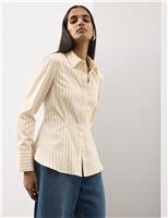 Pure Cotton Striped Fitted Waisted Shirt