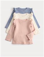 3pk Waffle Long Sleeve Tops (0-3 Yrs)