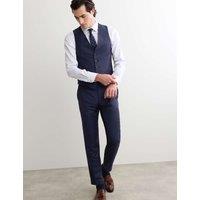 JAEGER Italian Pure Wool Sharkskin Waistcoat Dark Blue