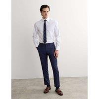 JAEGER Tailored Fit Pure Wool Textured Suit Trousers Dark Blue