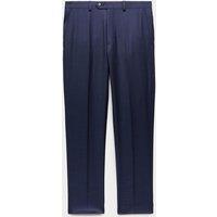 JAEGER Tailored Fit Pure Wool Textured Suit Trousers Dark Blue