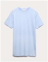 M&S Cotton Modal Striped Nightshirt Blue Mix