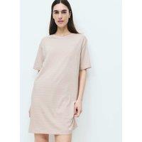M&S Cotton Modal Striped Nightie Neutral