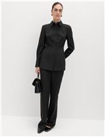 M&S Slim Side Zip Flared Trousers Bitter Chocolate