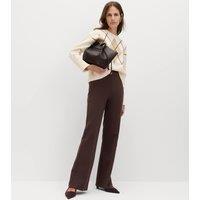 M&S Slim Side Zip Flared Trousers Bitter Chocolate