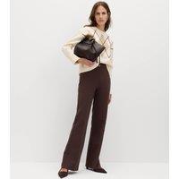 M&S Slim Side Zip Flared Trousers Bitter Chocolate