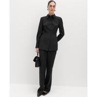M&S Slim Side Zip Flared Trousers Black