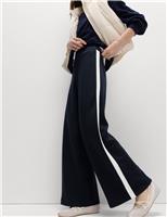 Pique Side Stripe Wide Leg Trousers