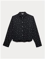 Pure Cotton Floral Cropped Lounge Shirt