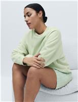 M&S Cotton Rich Brushback Sweatshirt Sorbet