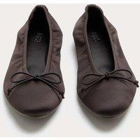 M&S Satin Flat Ballet Pumps Chocolate