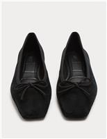 M&S Suede Flat Square Toe Ballet Pumps Blue