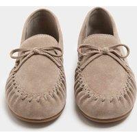 M&S Suede Bow Flat Driver Shoes Mink