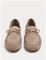 Suede Bow Flat Driver Shoes