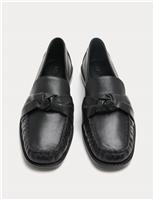 Leather Twist Bow Loafers