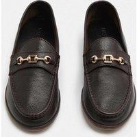 M&S Leather Trim Block Heel Loafers Brown