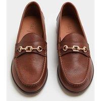 M&S Leather Trim Block Heel Loafers Tan